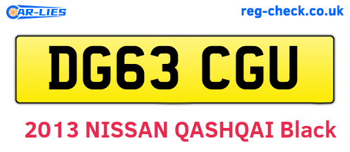 DG63CGU are the vehicle registration plates.