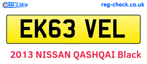 EK63VEL are the vehicle registration plates.