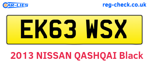 EK63WSX are the vehicle registration plates.