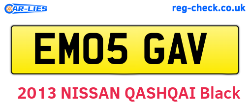 EM05GAV are the vehicle registration plates.
