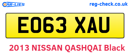 EO63XAU are the vehicle registration plates.