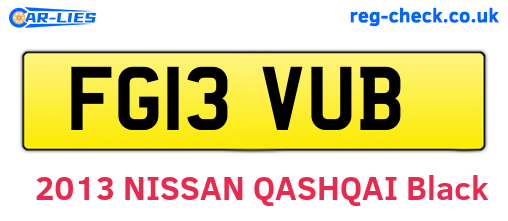FG13VUB are the vehicle registration plates.