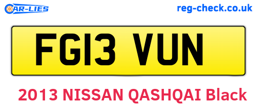 FG13VUN are the vehicle registration plates.