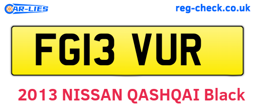 FG13VUR are the vehicle registration plates.