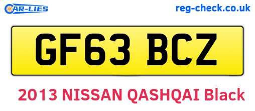 GF63BCZ are the vehicle registration plates.