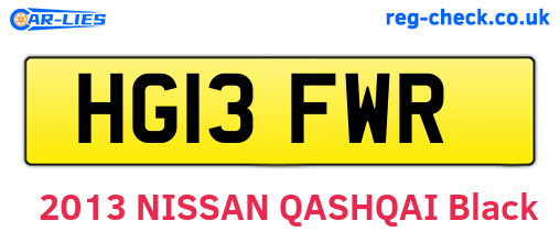 HG13FWR are the vehicle registration plates.
