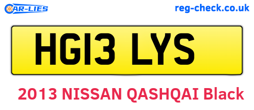 HG13LYS are the vehicle registration plates.