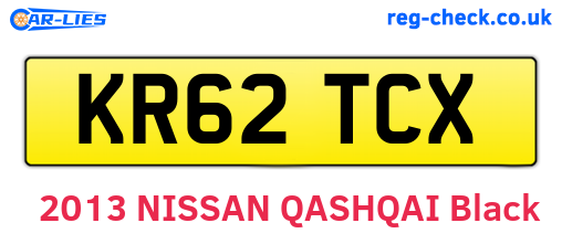 KR62TCX are the vehicle registration plates.