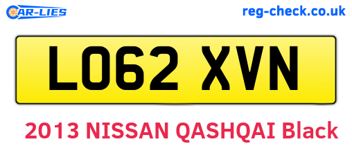 LO62XVN are the vehicle registration plates.
