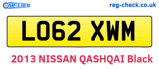 LO62XWM are the vehicle registration plates.