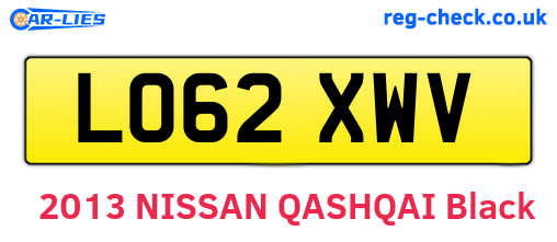 LO62XWV are the vehicle registration plates.