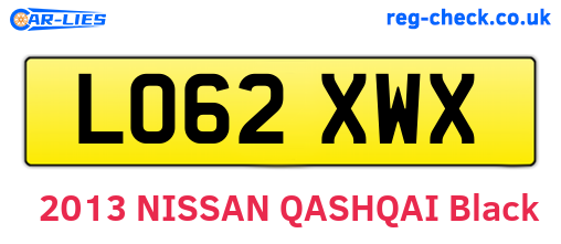 LO62XWX are the vehicle registration plates.