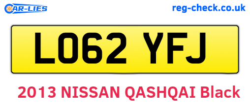 LO62YFJ are the vehicle registration plates.