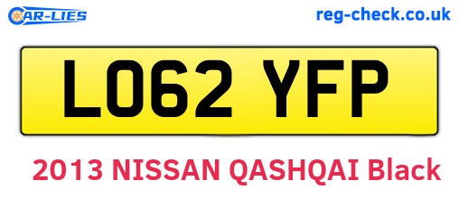 LO62YFP are the vehicle registration plates.