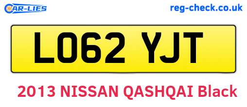 LO62YJT are the vehicle registration plates.