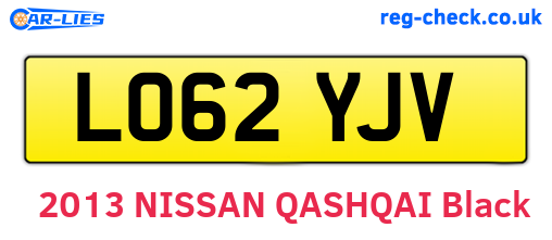 LO62YJV are the vehicle registration plates.