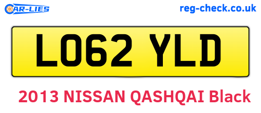 LO62YLD are the vehicle registration plates.