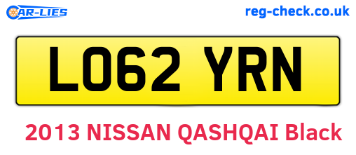 LO62YRN are the vehicle registration plates.