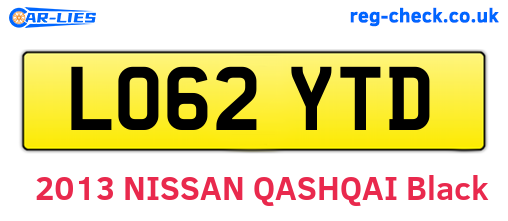 LO62YTD are the vehicle registration plates.