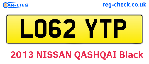 LO62YTP are the vehicle registration plates.