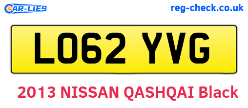 LO62YVG are the vehicle registration plates.