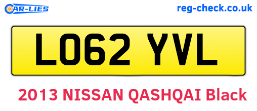 LO62YVL are the vehicle registration plates.