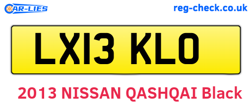 LX13KLO are the vehicle registration plates.
