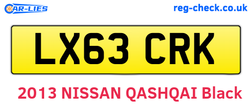 LX63CRK are the vehicle registration plates.