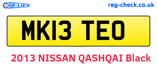 MK13TEO are the vehicle registration plates.