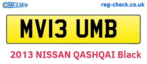 MV13UMB are the vehicle registration plates.