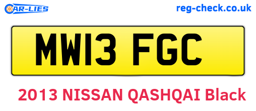 MW13FGC are the vehicle registration plates.