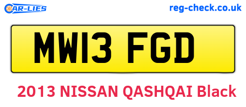 MW13FGD are the vehicle registration plates.