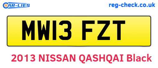 MW13FZT are the vehicle registration plates.