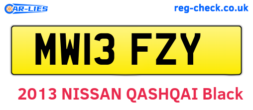 MW13FZY are the vehicle registration plates.