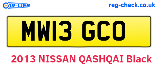 MW13GCO are the vehicle registration plates.