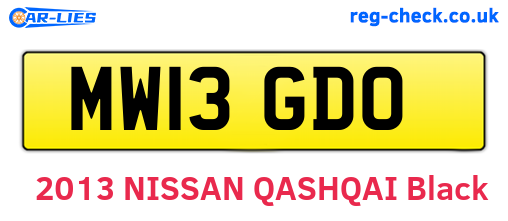 MW13GDO are the vehicle registration plates.