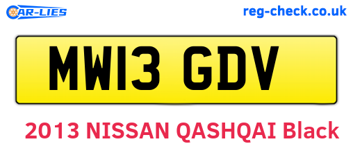 MW13GDV are the vehicle registration plates.