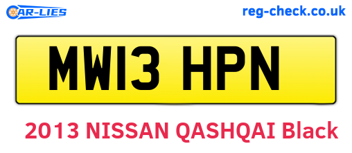 MW13HPN are the vehicle registration plates.