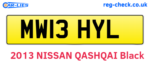 MW13HYL are the vehicle registration plates.