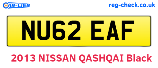 NU62EAF are the vehicle registration plates.