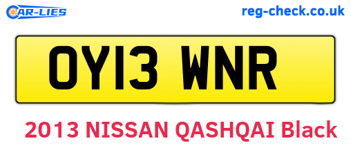 OY13WNR are the vehicle registration plates.
