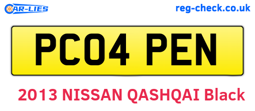 PC04PEN are the vehicle registration plates.