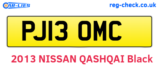 PJ13OMC are the vehicle registration plates.