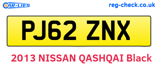 PJ62ZNX are the vehicle registration plates.