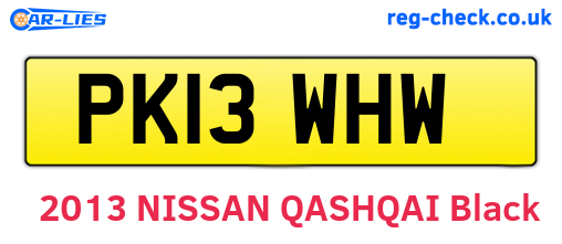 PK13WHW are the vehicle registration plates.
