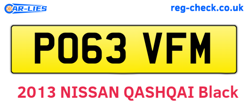 PO63VFM are the vehicle registration plates.