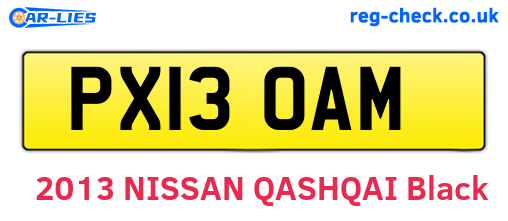 PX13OAM are the vehicle registration plates.