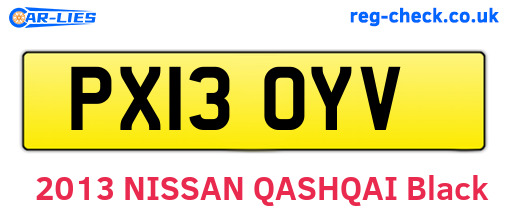 PX13OYV are the vehicle registration plates.
