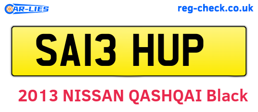SA13HUP are the vehicle registration plates.