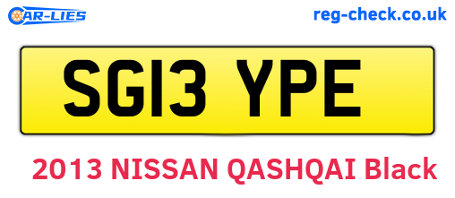 SG13YPE are the vehicle registration plates.